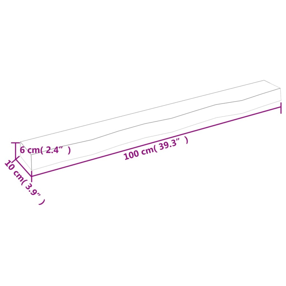 vidaXL Ράφι Τοίχου 100x10x6 εκ. από Ακατέργαστο Μασίφ Ξύλο Δρυός