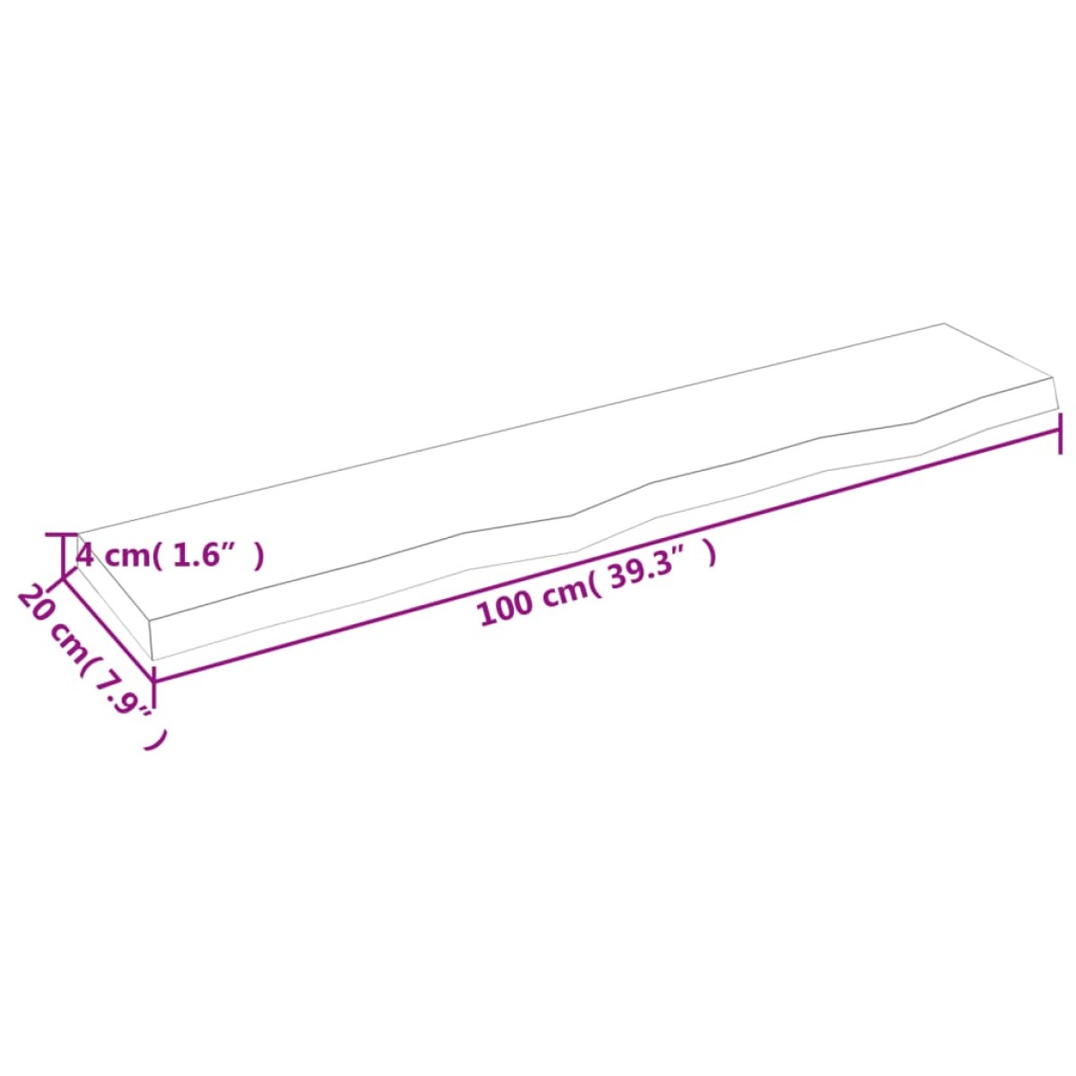 vidaXL Ράφι Τοίχου 100 x 20 x 4 εκ. από Ακατέργαστο Μασίφ Ξύλο Δρυός