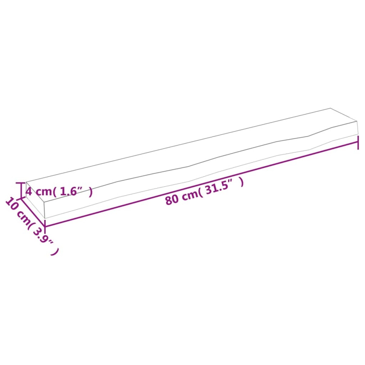 vidaXL Ράφι Τοίχου Ανοιχτό Καφέ 80x10x4 εκ. Επεξεργ. Μασίφ Ξύλο Δρυός