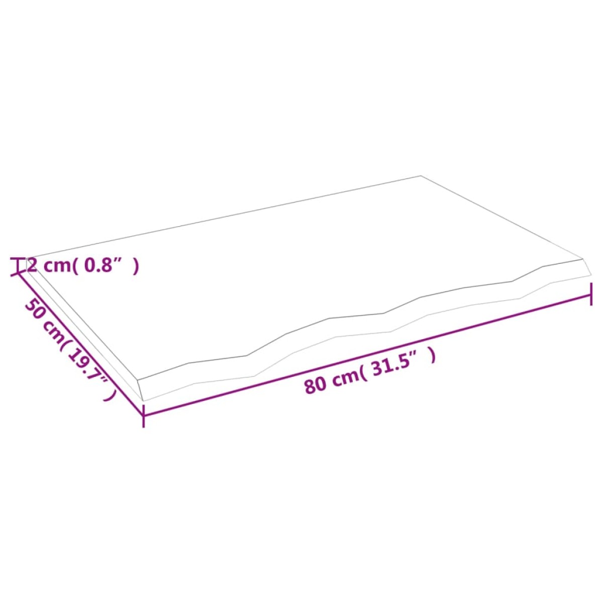 vidaXL Ράφι Τοίχου Ανοιχτό Καφέ 80x50x2 εκ. Επεξεργ. Μασίφ Ξύλο Δρυός