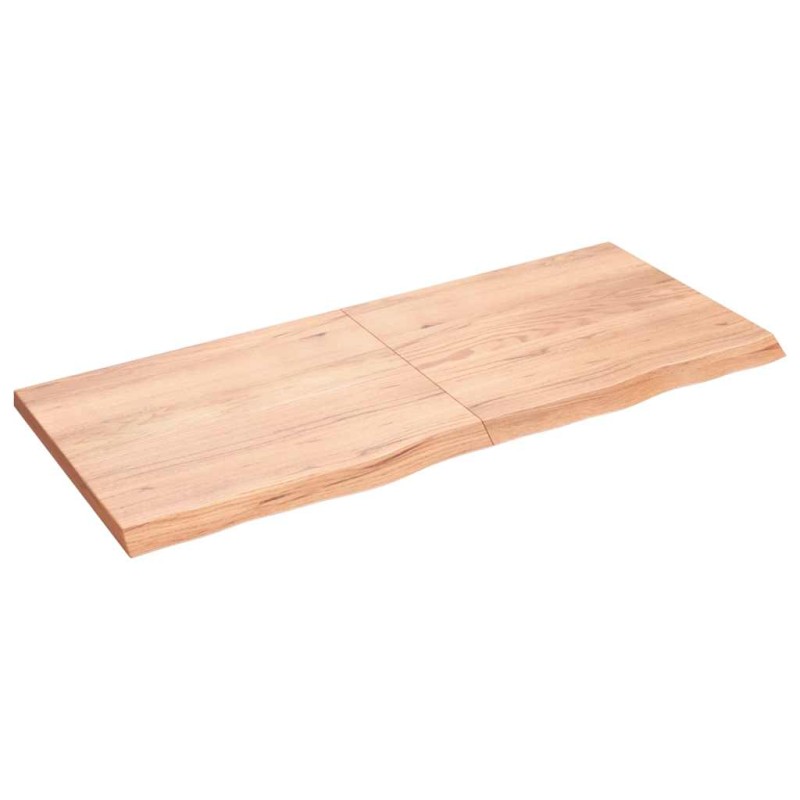 vidaXL Ράφι Τοίχου Ανοιχτό Καφέ 140x60x(2-4)εκ. Επεξ. Μασίφ Ξύλο Δρυός