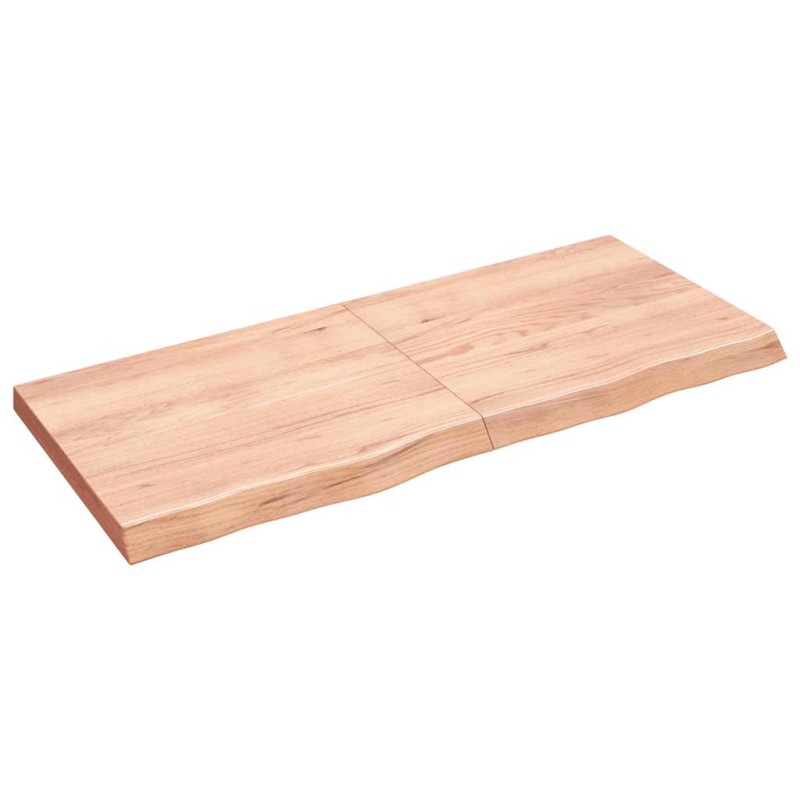 vidaXL Ράφι Τοίχου Ανοιχτό Καφέ 140x60x(2-6)εκ. Επεξ. Μασίφ Ξύλο Δρυός