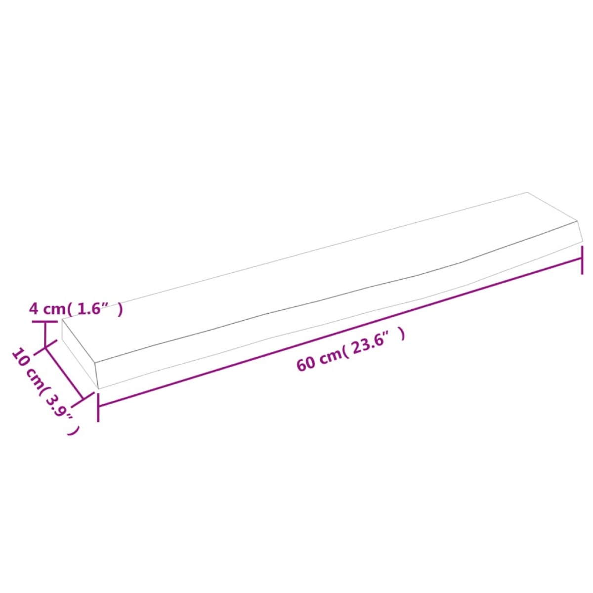 vidaXL Ράφι Τοίχου Σκούρο Γκρι 60x10x4 εκ. Επεξεργ. Μασίφ Ξύλο Δρυός