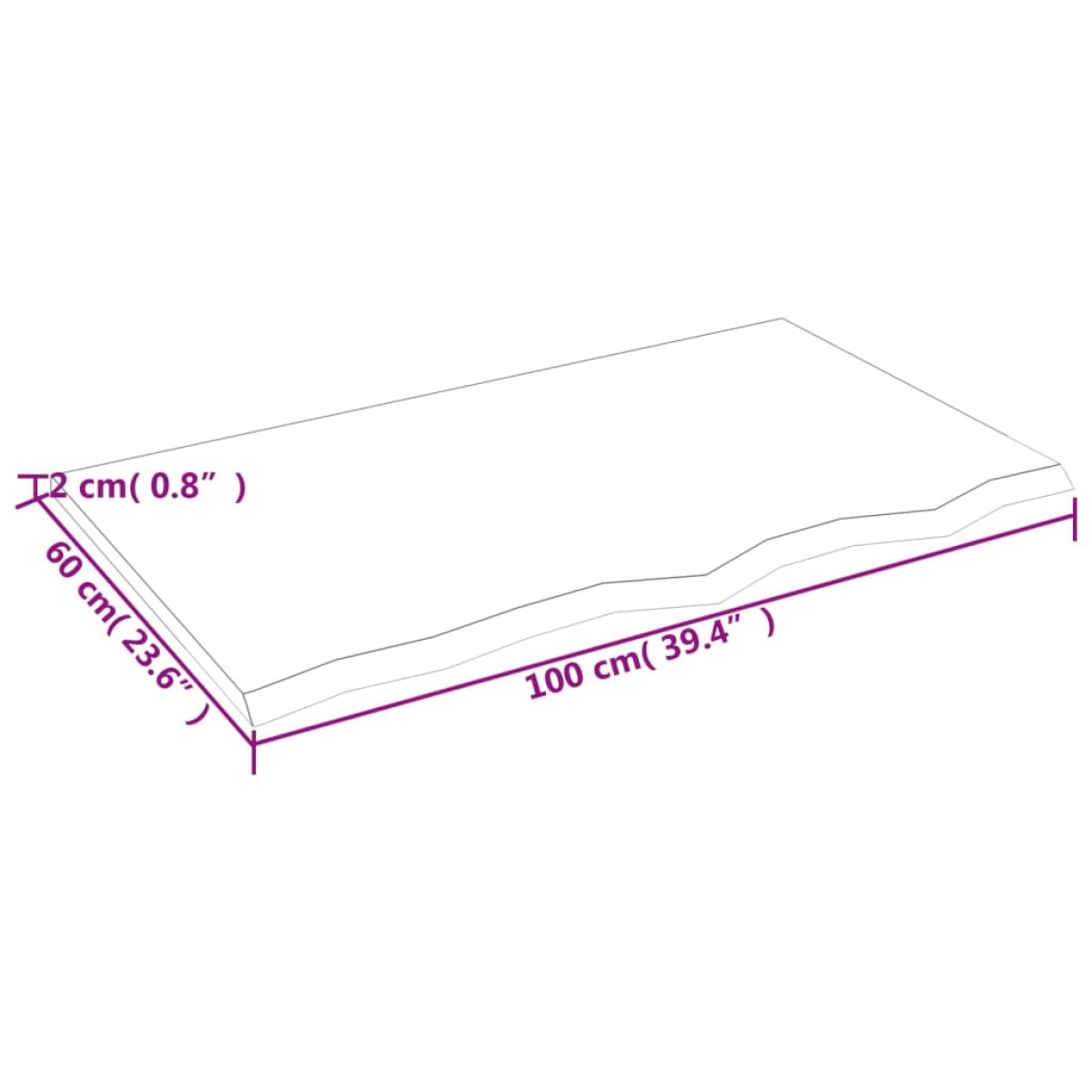 vidaXL Ράφι Τοίχου Σκούρο Γκρι 100x60x2 εκ. Επεξεργ. Μασίφ Ξύλο Δρυός