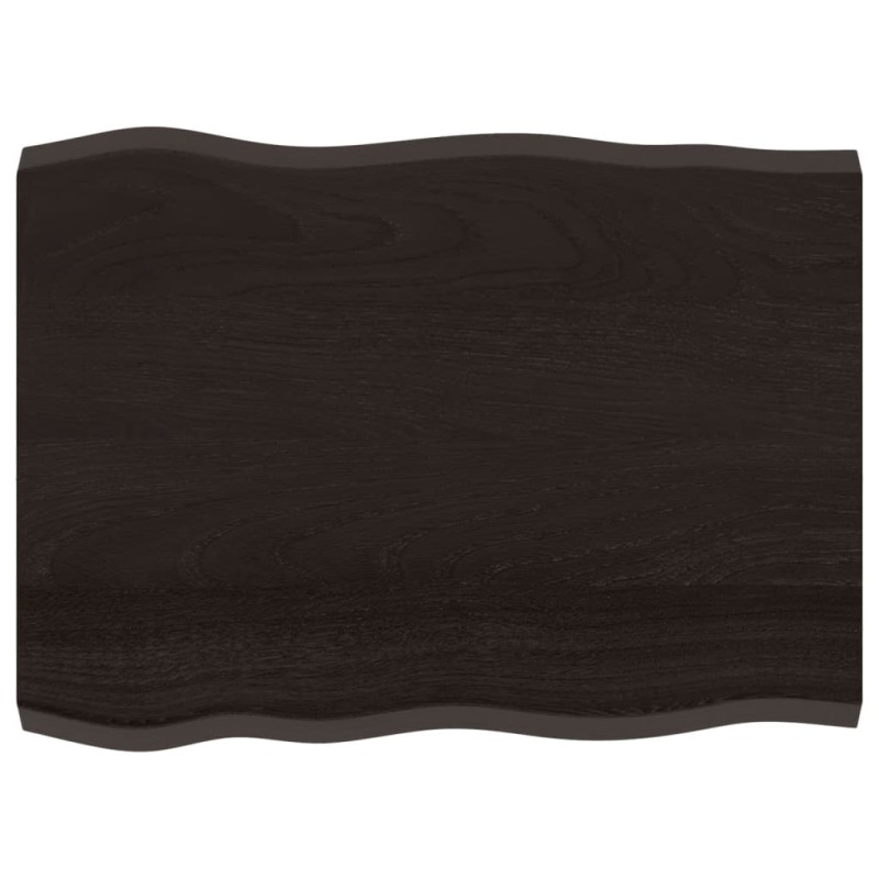 vidaXL Επιφ Τραπεζιού Αν Καφέ 80x60x(2-4)εκ. Ακατέργ. Μασίφ Ξύλο Δρυός