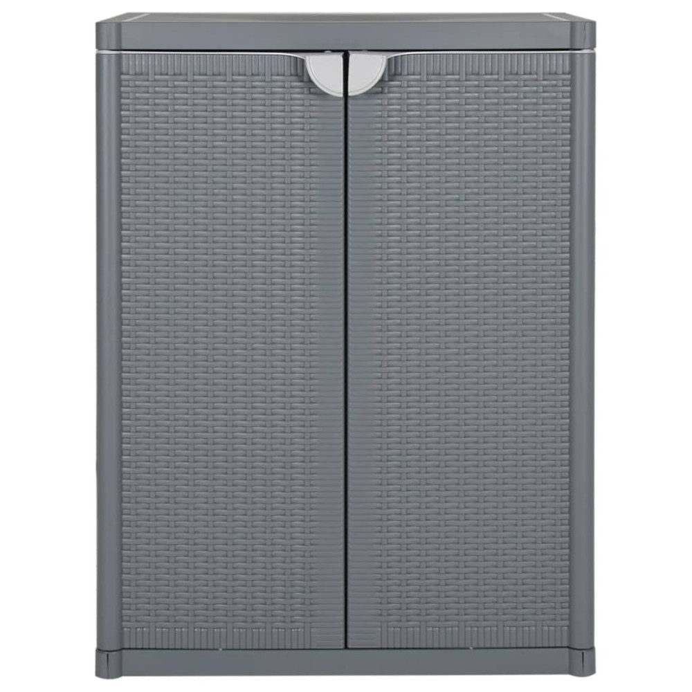 vidaXL Ντουλάπι Αποθήκευσης Κήπου Γκρι 65x45x88 εκ. από Ρατάν PP