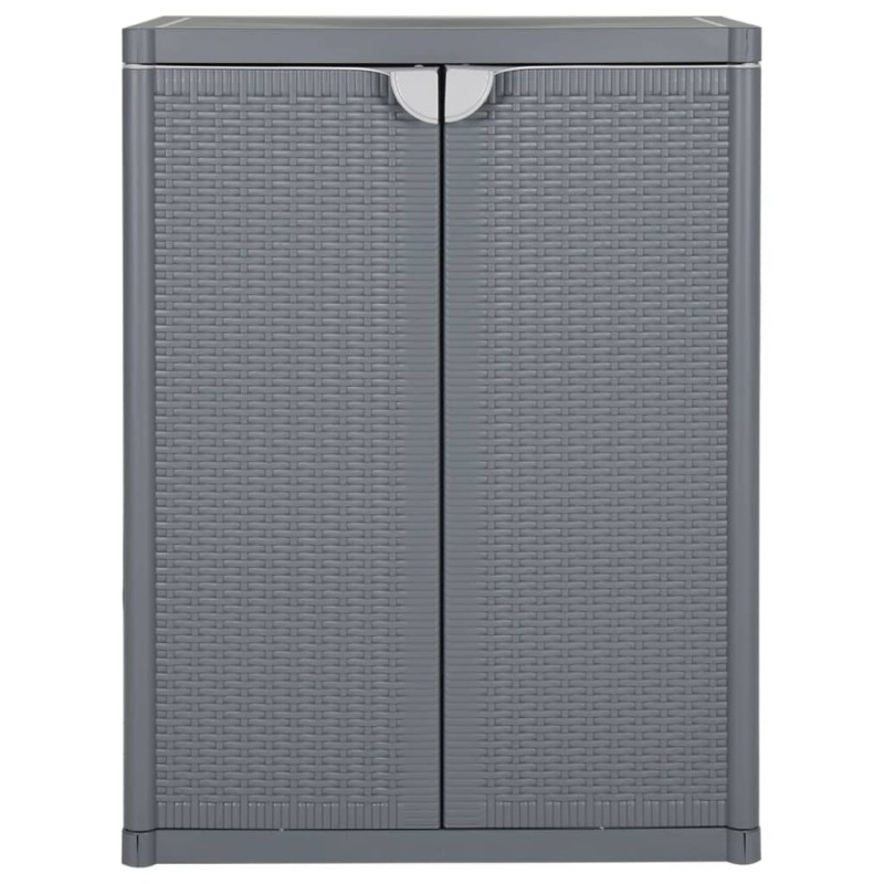 vidaXL Ντουλάπι Αποθήκευσης Κήπου Γκρι 65x45x88 εκ. από Ρατάν PP