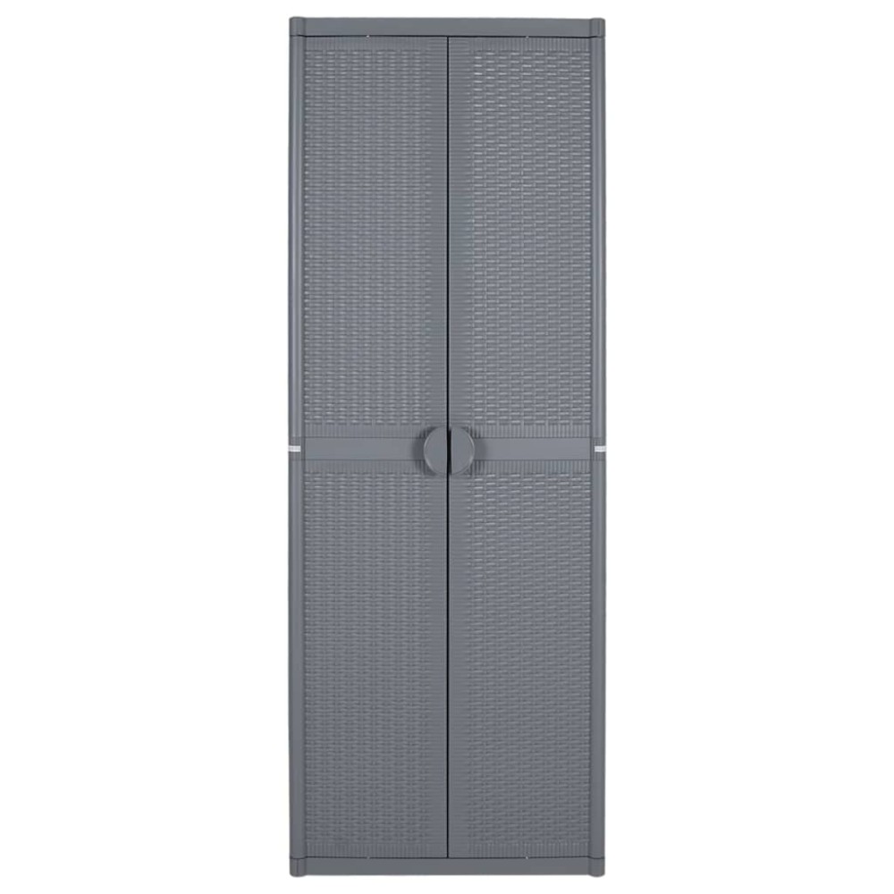 vidaXL Ντουλάπι Αποθήκευσης Κήπου Γκρι 65x45x172 εκ. από Ρατάν PP