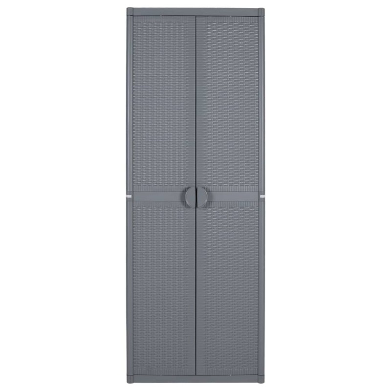 vidaXL Ντουλάπι Αποθήκευσης Κήπου Γκρι 65x45x172 εκ. από Ρατάν PP