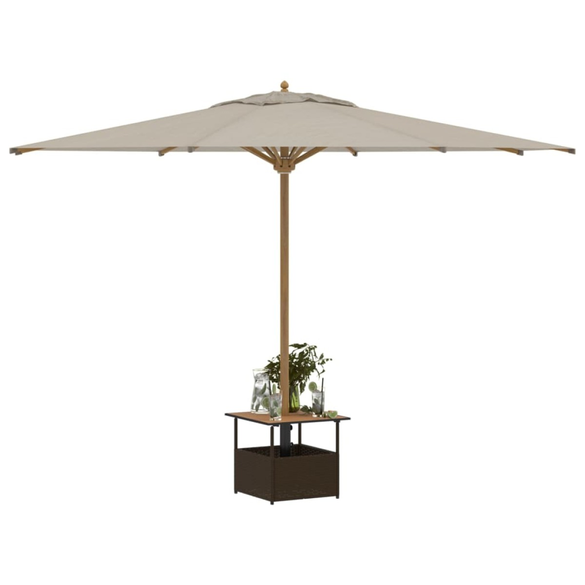 vidaXL Τραπέζι Κήπου με Οπή Ομπρέλας Καφέ 55x55x46,5εκ. Συνθ. Ρατάν