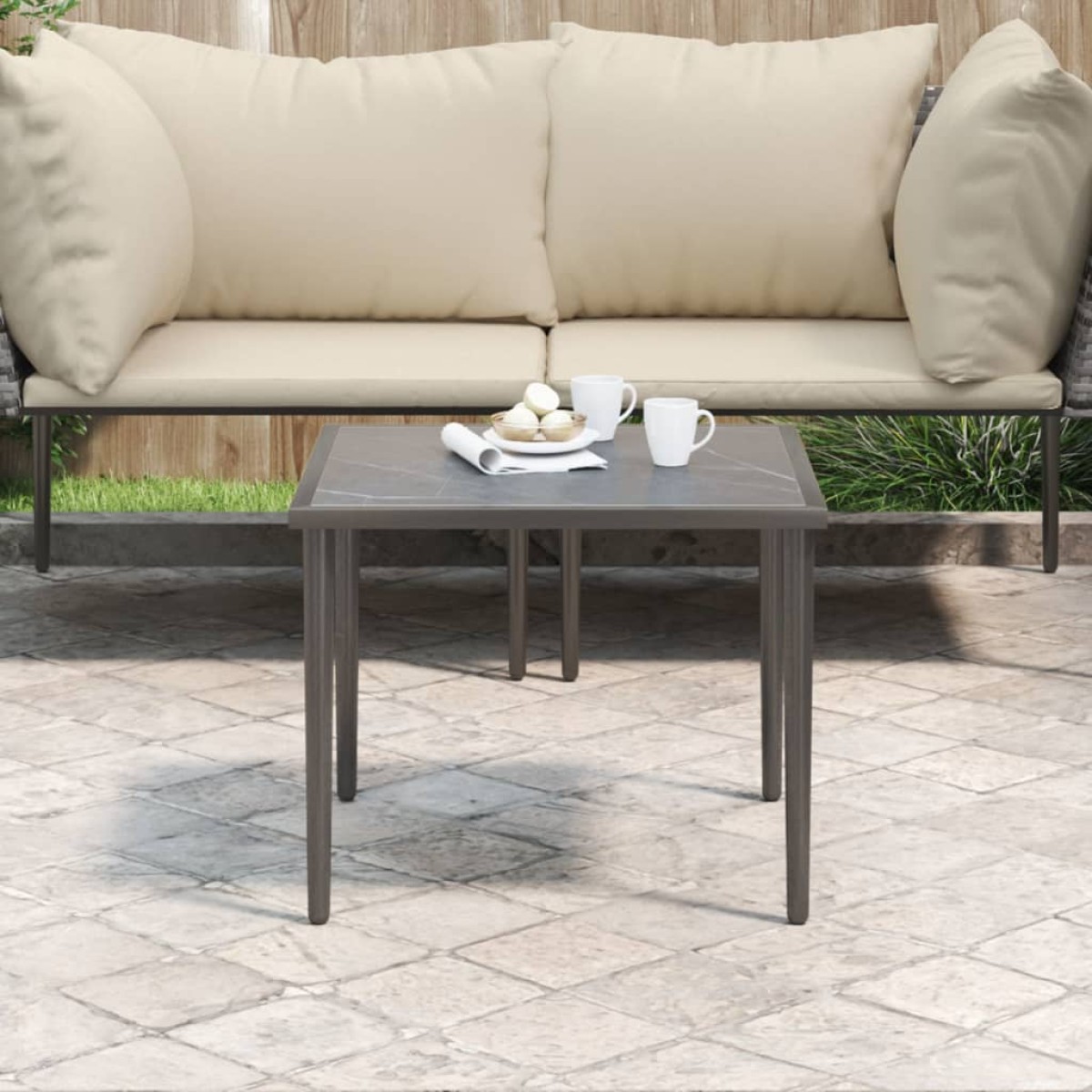 vidaXL Τραπέζι Κήπου Γκρι 48x48x37 εκ. Ατσάλινο
