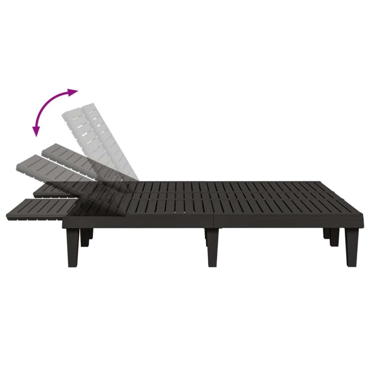 vidaXL Ξαπλώστρα Διπλή Μαύρη 155 x 138 x 83 εκ. από Πολυπροπυλένιο