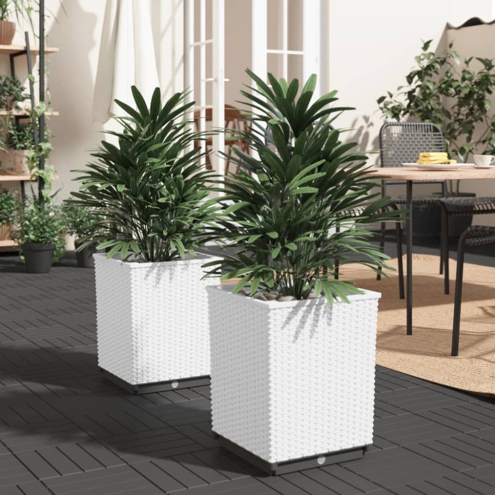 vidaXL Ζαρντινιέρες 2 τεμ. Λευκές 30 x 30 x 37 εκ. από Πολυπροπυλένιο
