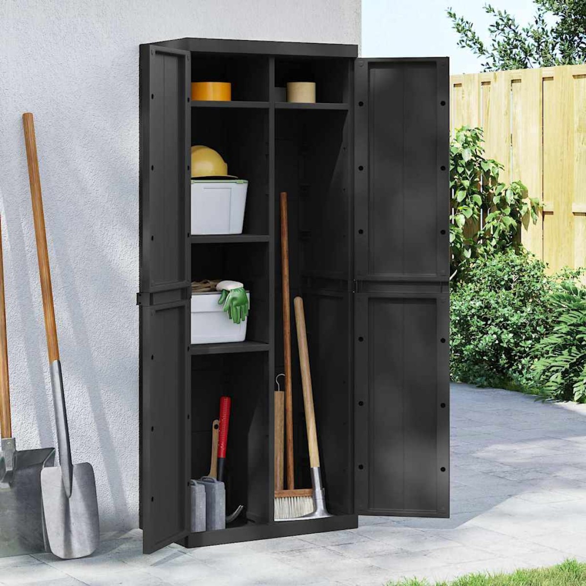vidaXL Ντουλάπι Αποθ. Εξ. Χώρου Μαύρο 65x37x165εκ. Πολυπροπυλένιο