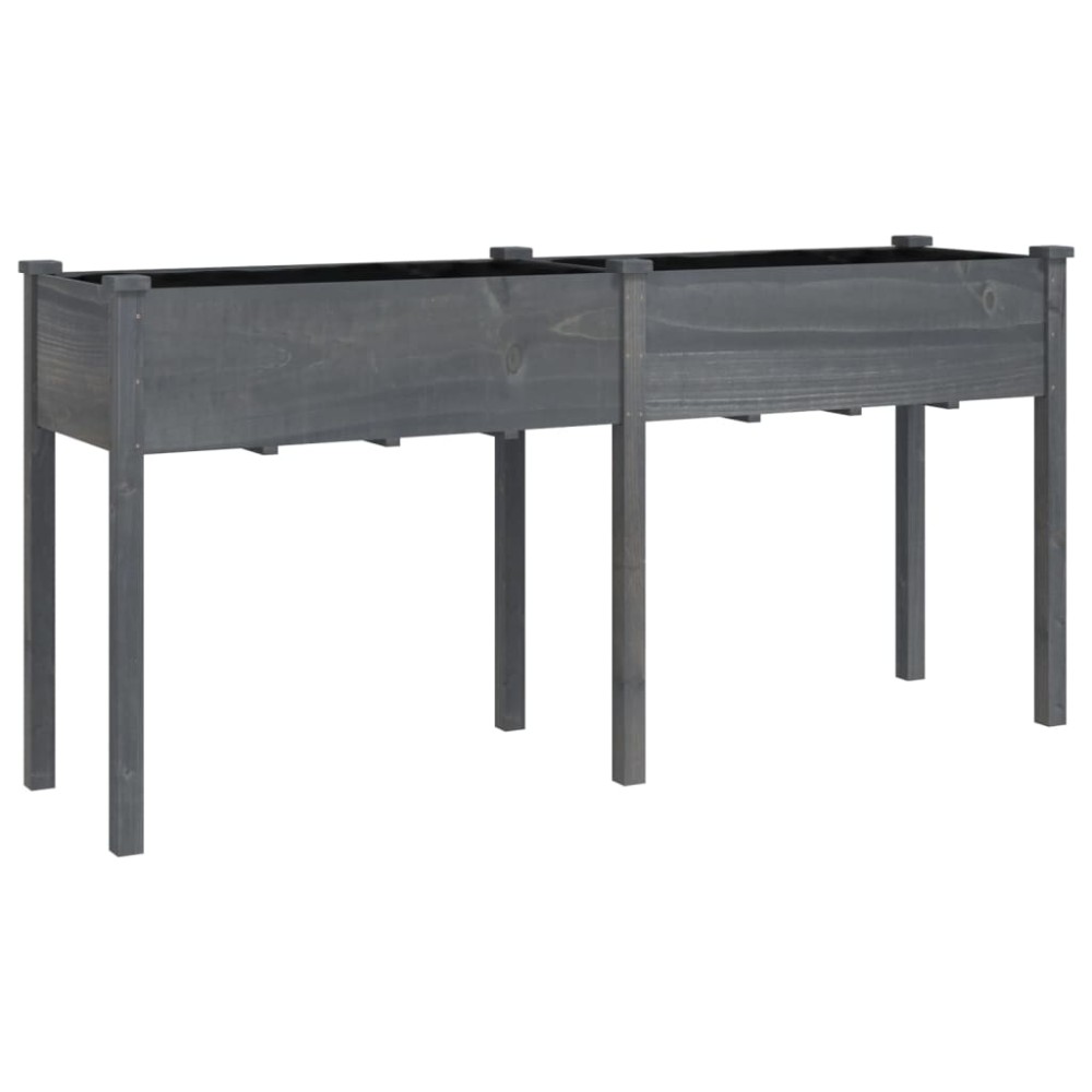 vidaXL Γλάστρα με Επένδυση Γκρι 161x45x76 εκ. από Μασίφ Ξύλο Ελάτης