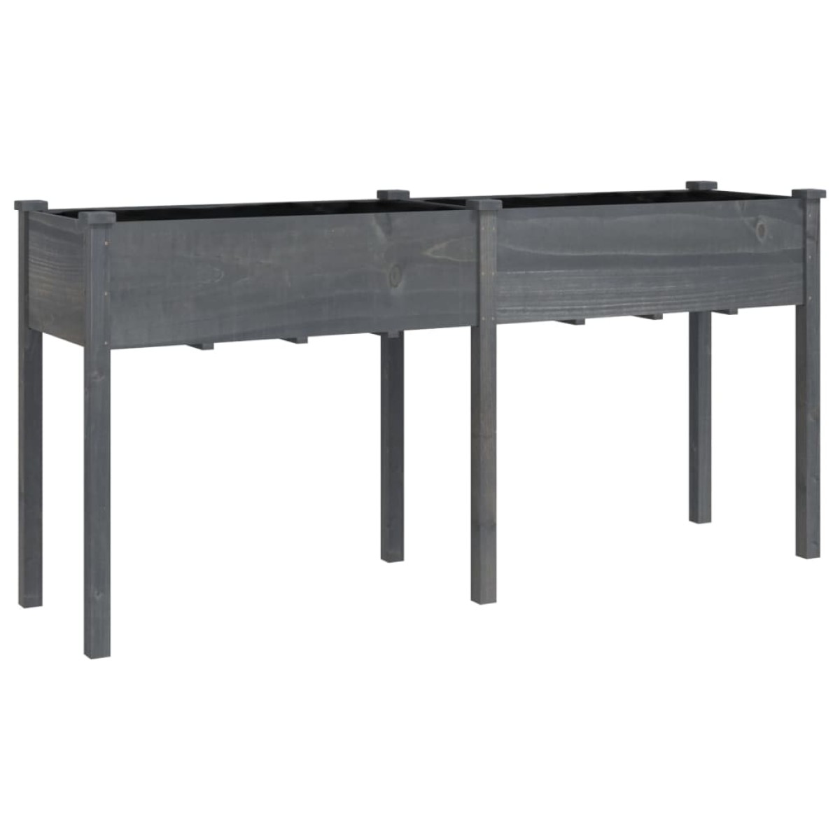 vidaXL Γλάστρα με Επένδυση Γκρι 161x45x76 εκ. από Μασίφ Ξύλο Ελάτης