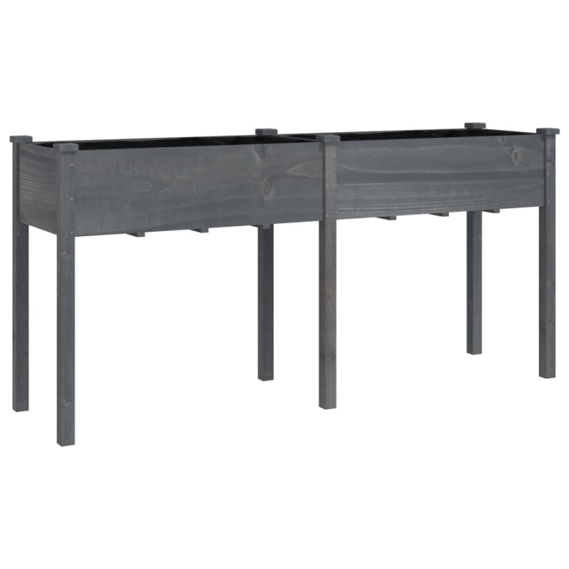 vidaXL Γλάστρα με Επένδυση Γκρι 161x45x76 εκ. από Μασίφ Ξύλο Ελάτης