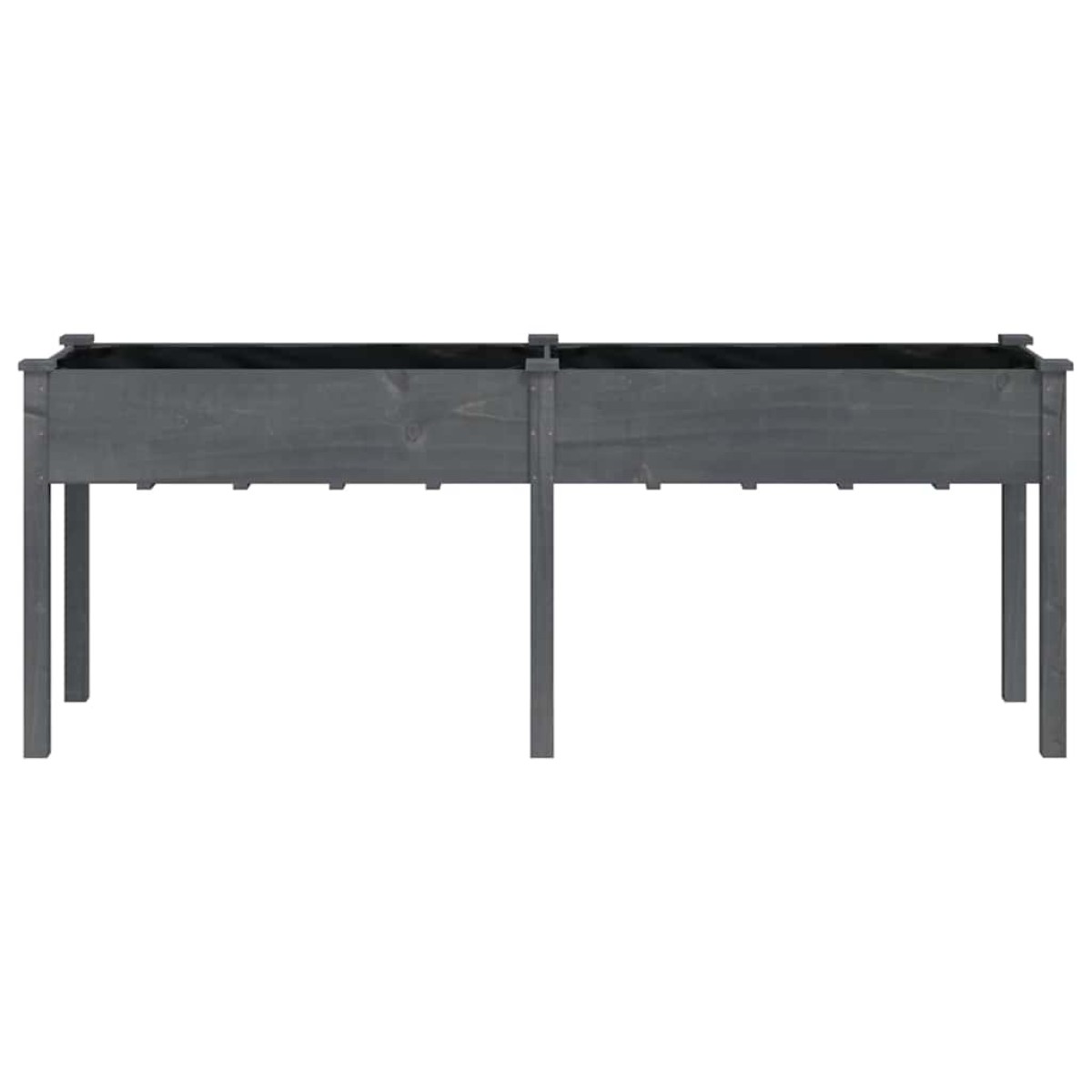 vidaXL Γλάστρα με Επένδυση Γκρι 203x53x76 εκ. από Μασίφ Ξύλο Ελάτης