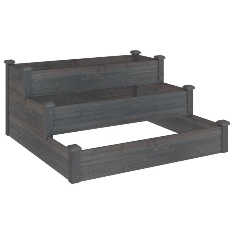 vidaXL Ζαρντινιέρα Υπερυψωμένη Γκρι 120x120x56 εκ. Μασίφ Ξύλο Ελάτης