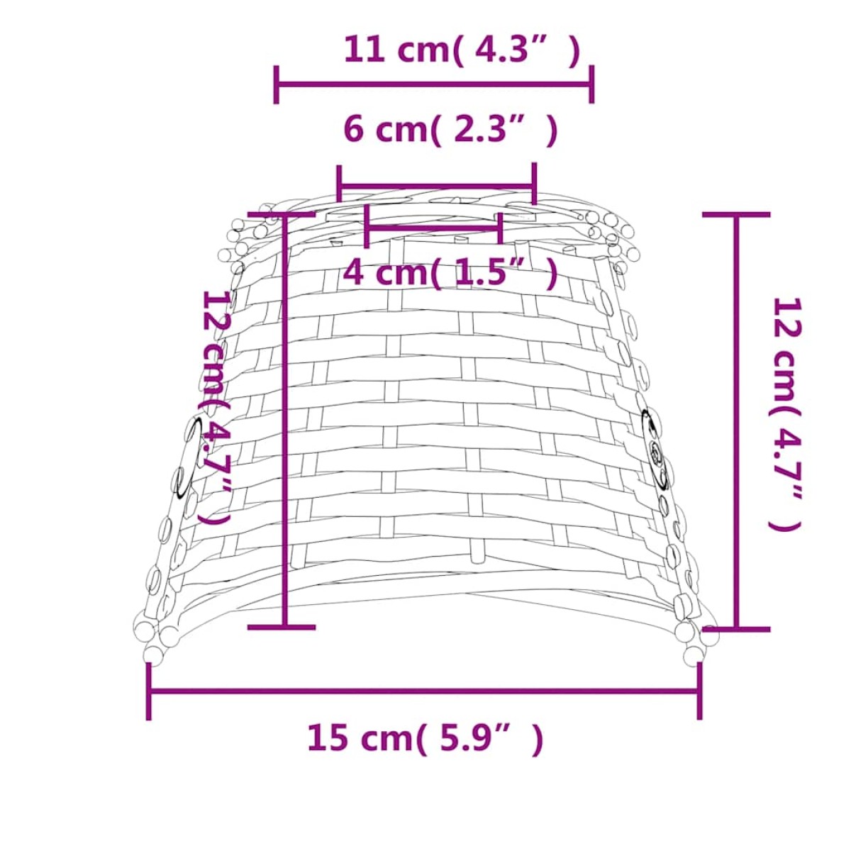 vidaXL Καπέλο Φωτιστικού Οροφής Λευκό Ø15x12 εκ. από Wicker