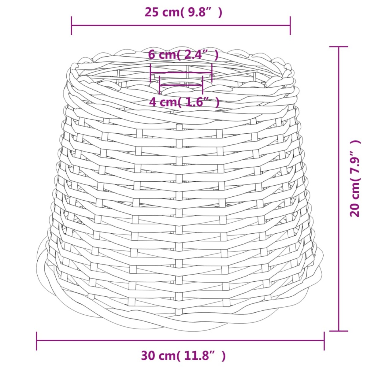 vidaXL Καπέλο Φωτιστικού Οροφής Λευκό Ø30x20 εκ. από Wicker