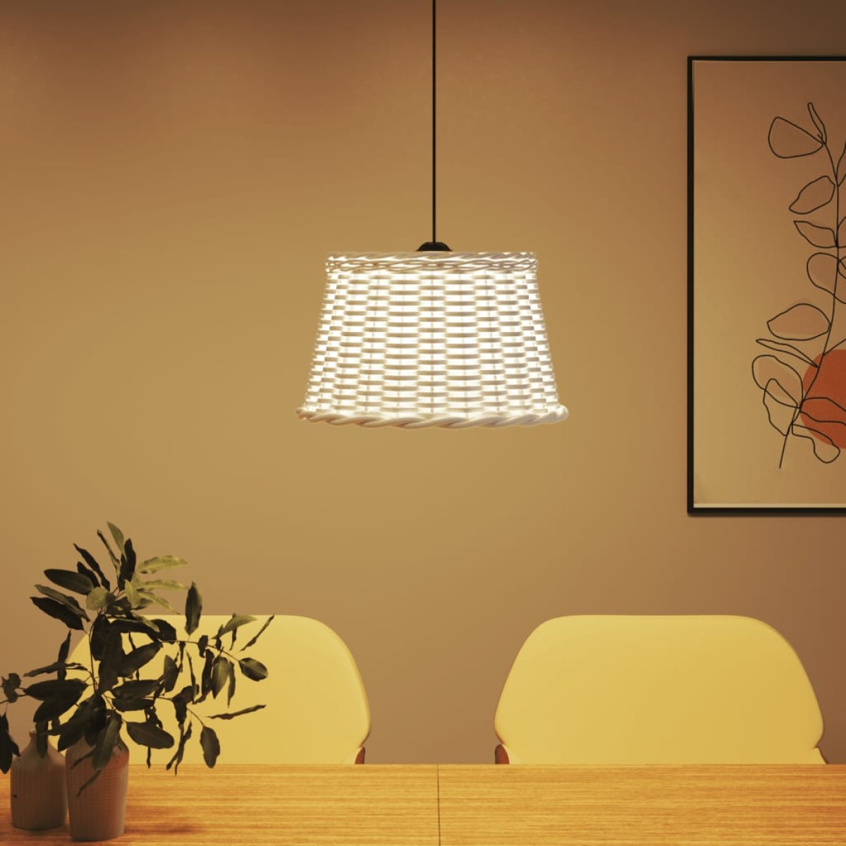 vidaXL Καπέλο Φωτιστικού Οροφής Λευκό Ø45x28 εκ. από Wicker