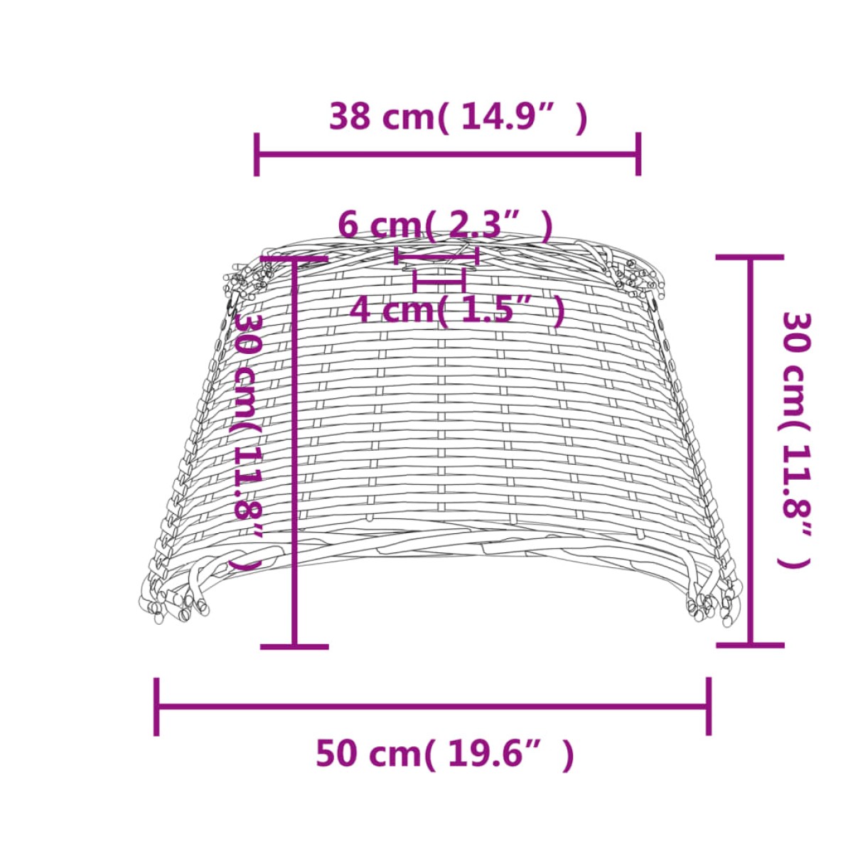 vidaXL Καπέλο Φωτιστικού Οροφής Λευκό Ø50x30 εκ. από Wicker