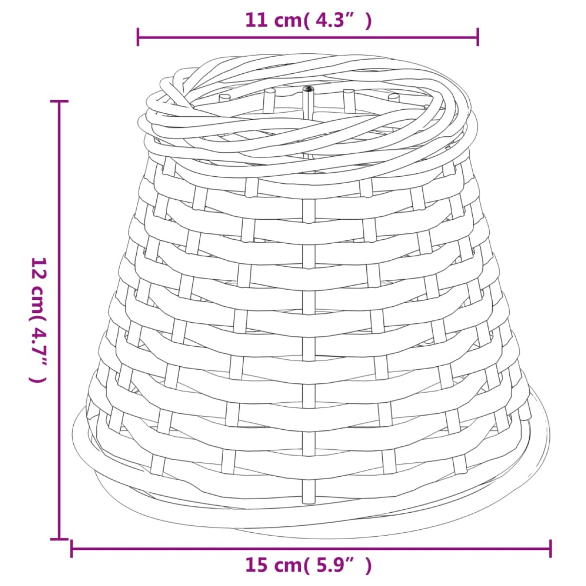 vidaXL Καπέλο Φωτιστικού Λευκό Ø15x12 εκ. από Wicker