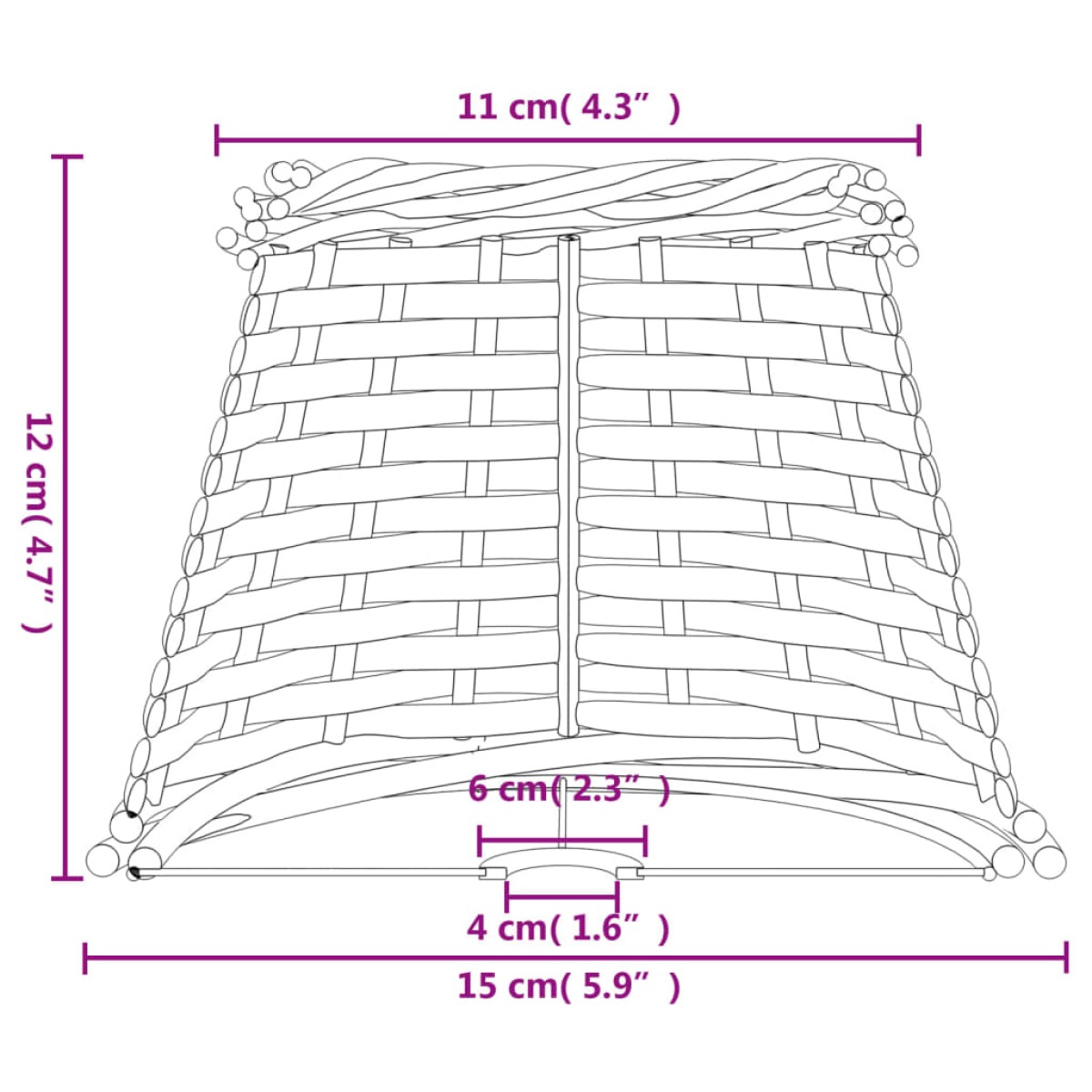 vidaXL Καπέλο Φωτιστικού Λευκό Ø15x12 εκ. από Wicker