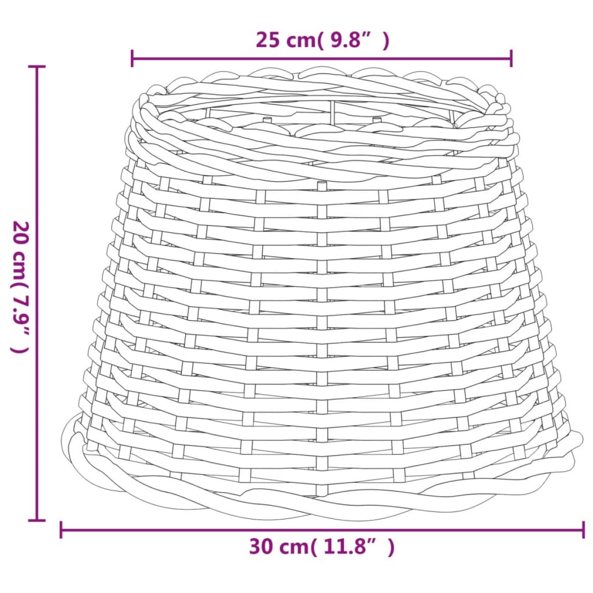 vidaXL Καπέλο Φωτιστικού Λευκό Ø30x20 εκ. από Wicker