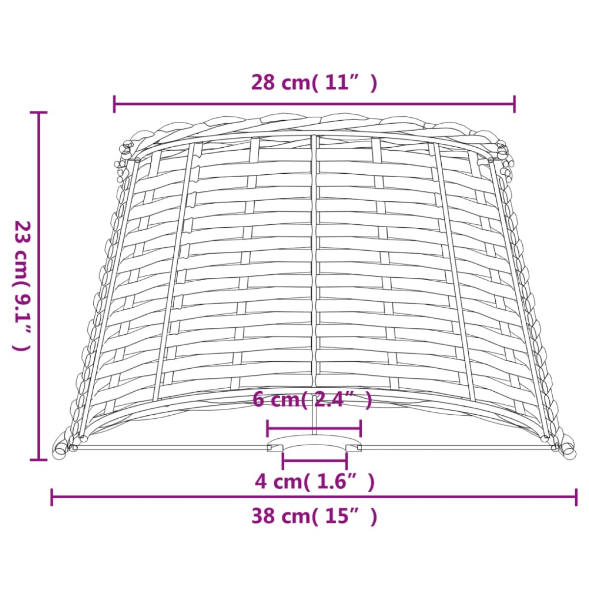 vidaXL Καπέλο Φωτιστικού Λευκό Ø38x23 εκ. από Wicker