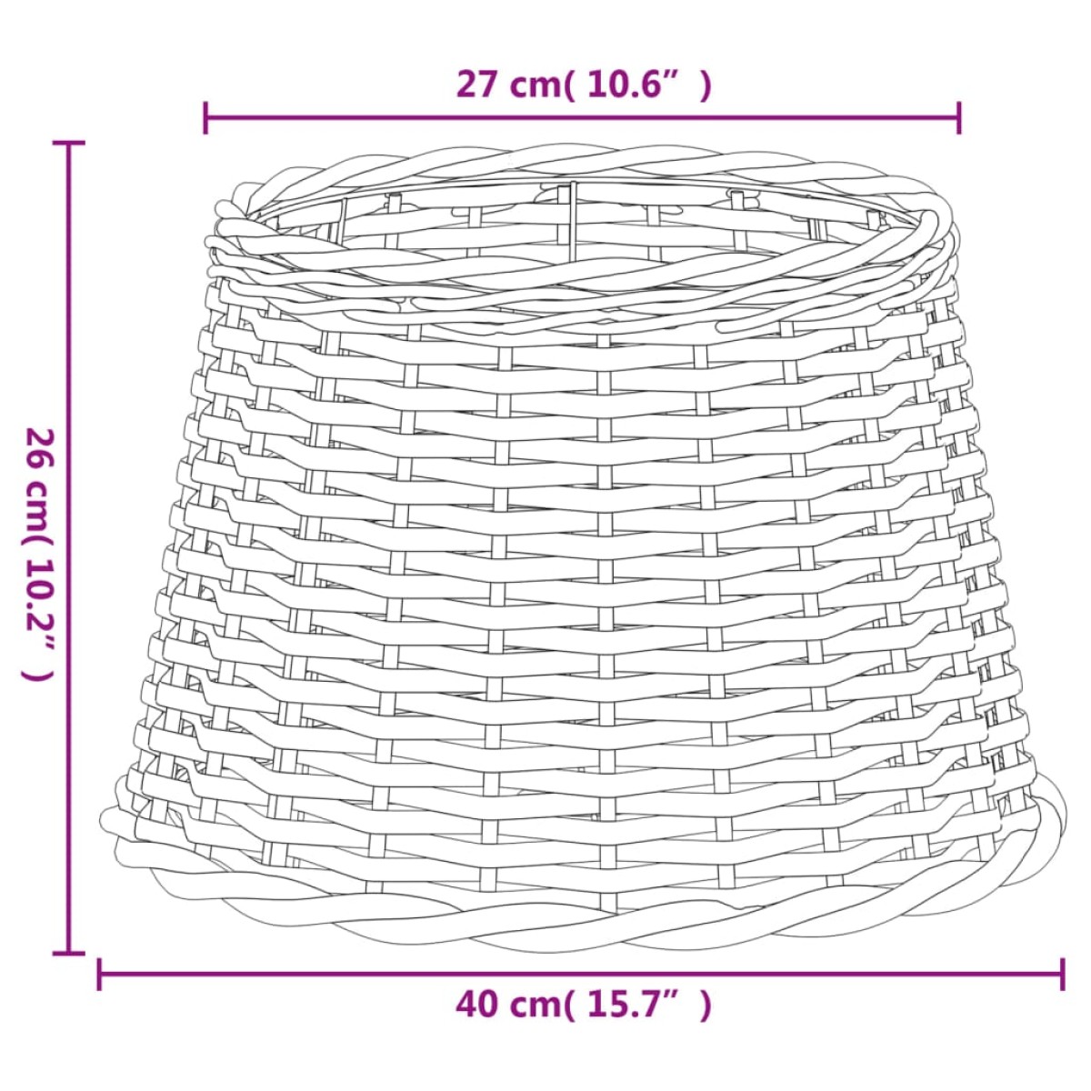 vidaXL Καπέλο Φωτιστικού Λευκό Ø40x26 εκ. από Wicker