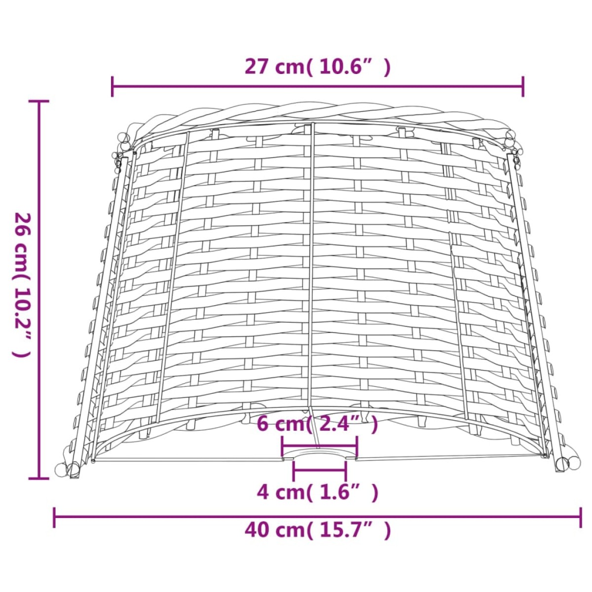 vidaXL Καπέλο Φωτιστικού Λευκό Ø40x26 εκ. από Wicker