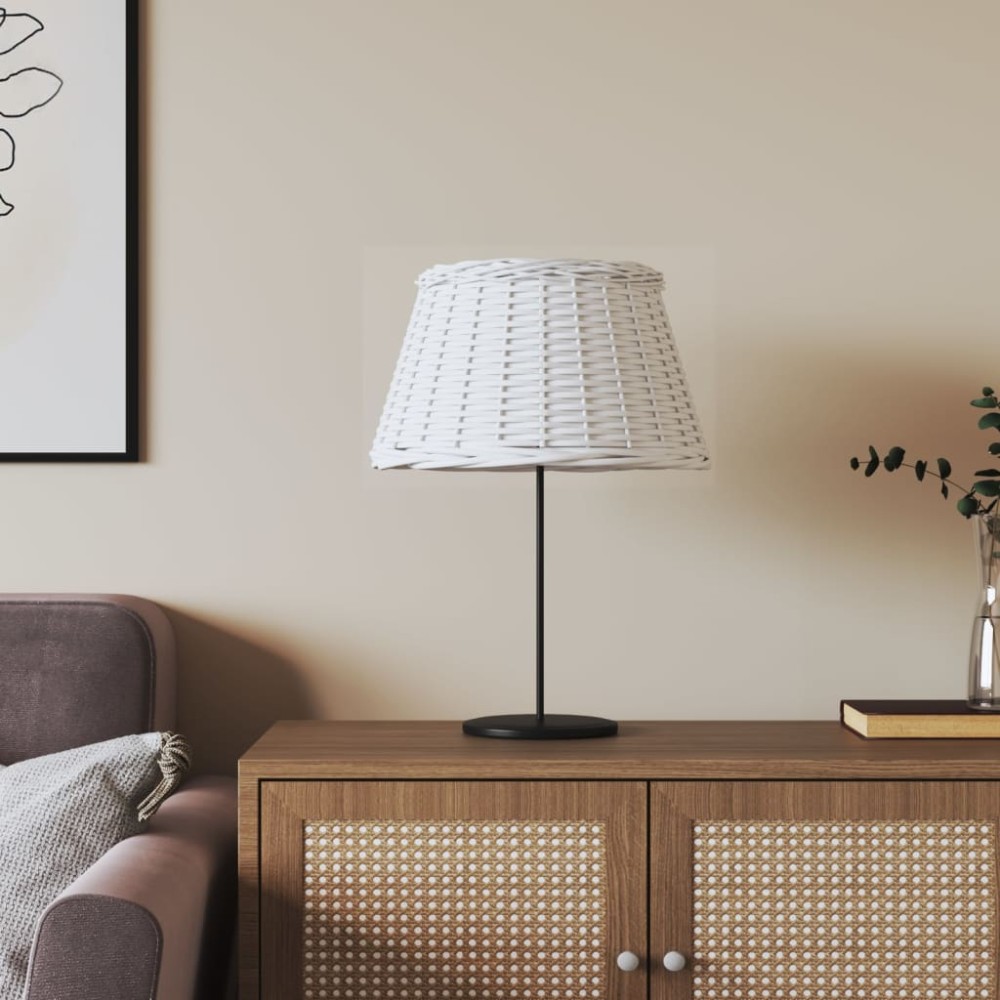 vidaXL Καπέλο Φωτιστικού Λευκό Ø50x30 εκ. από Wicker
