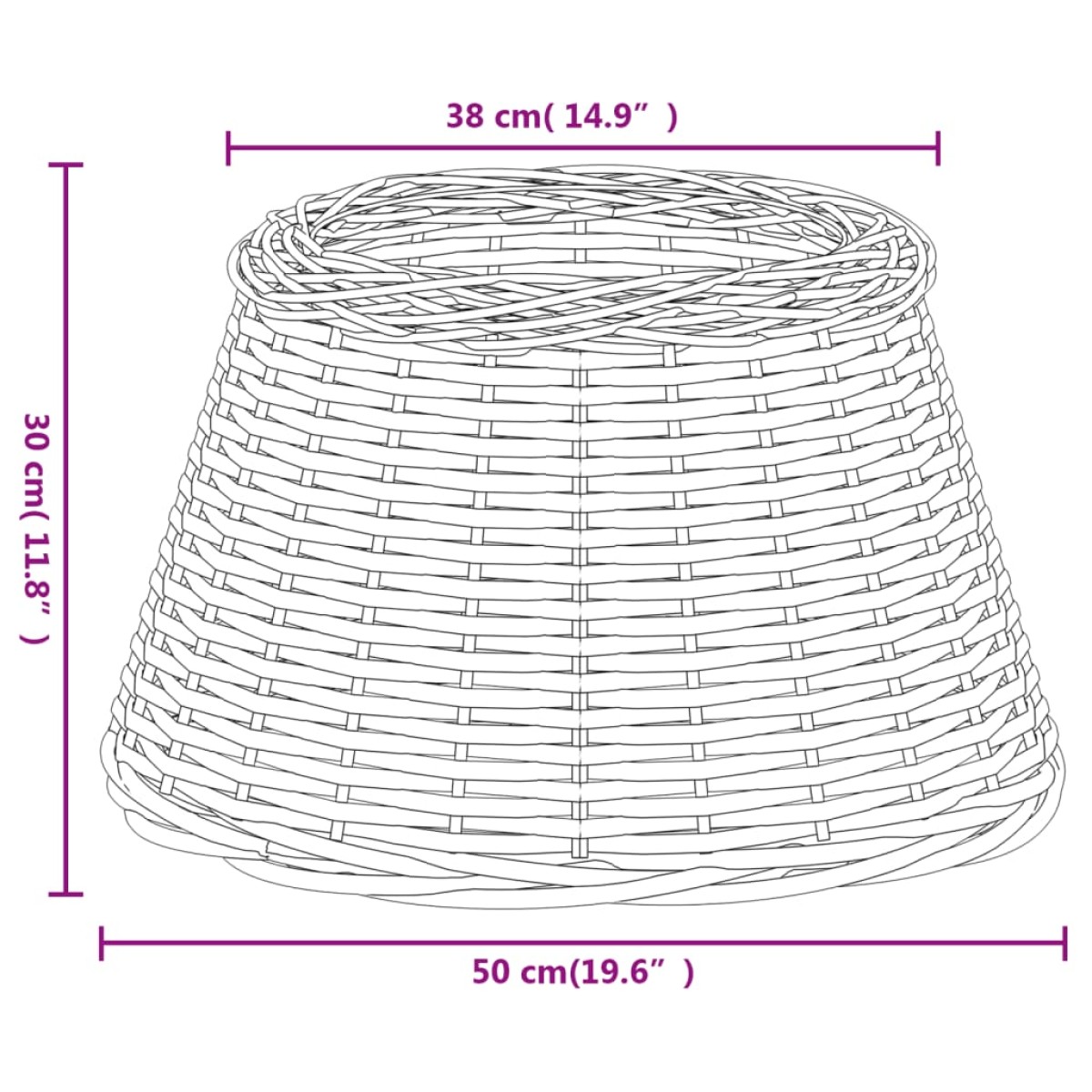 vidaXL Καπέλο Φωτιστικού Λευκό Ø50x30 εκ. από Wicker