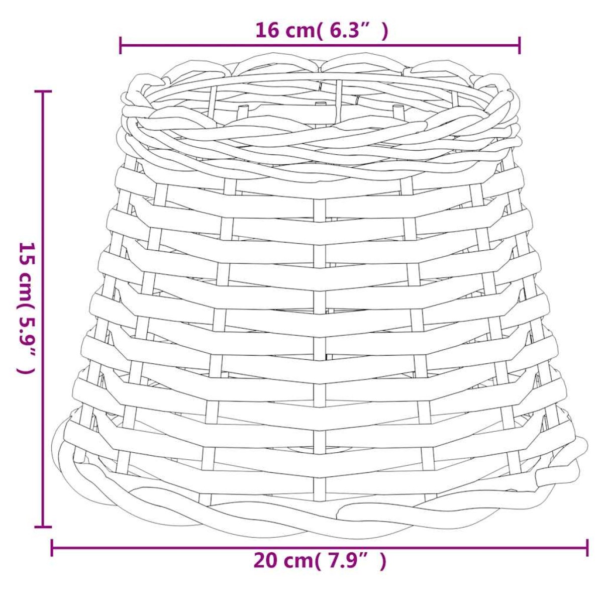 vidaXL Καπέλο Φωτιστικού Καφέ Ø20x15 εκ. από Wicker