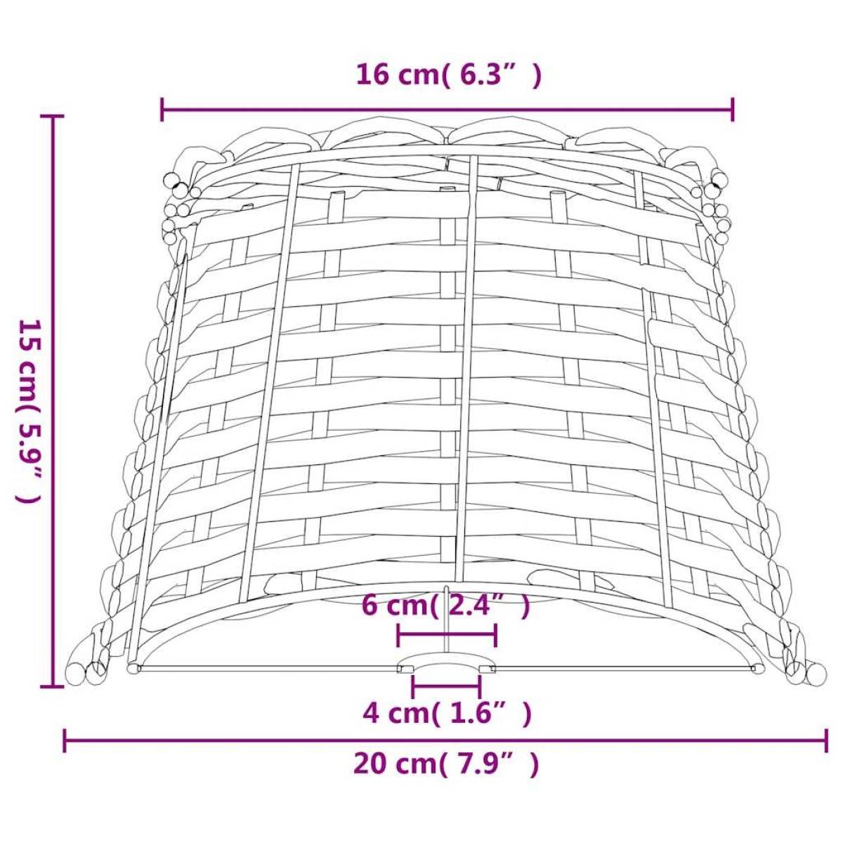 vidaXL Καπέλο Φωτιστικού Καφέ Ø20x15 εκ. από Wicker