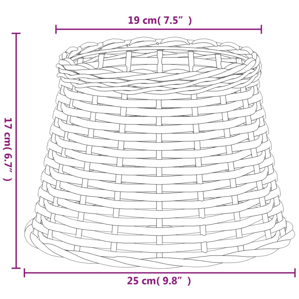 vidaXL Καπέλο Φωτιστικού Καφέ Ø25x17 εκ. από Wicker
