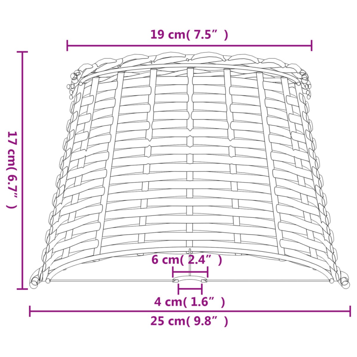 vidaXL Καπέλο Φωτιστικού Καφέ Ø25x17 εκ. από Wicker