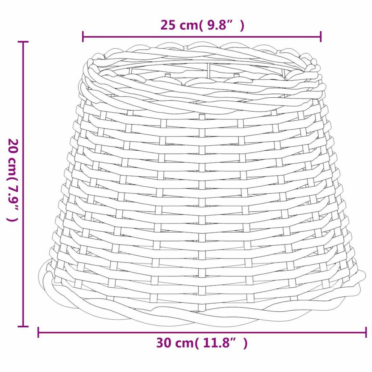 vidaXL Καπέλο Φωτιστικού Καφέ Ø30x20 εκ. από Wicker