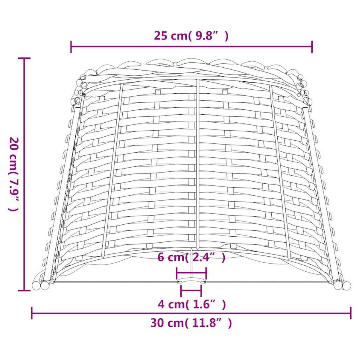vidaXL Καπέλο Φωτιστικού Καφέ Ø30x20 εκ. από Wicker