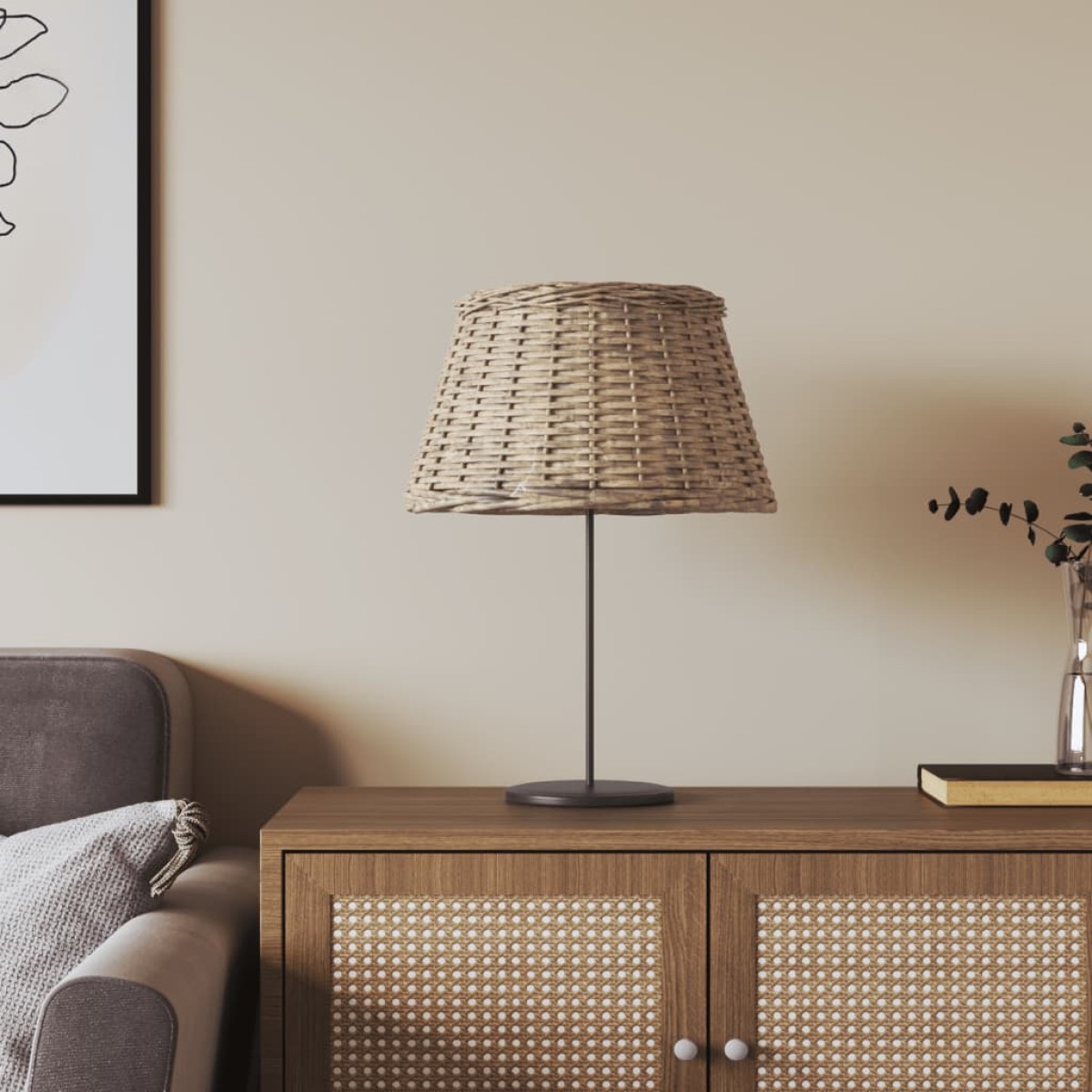 vidaXL Καπέλο Φωτιστικού Καφέ Ø50x30 εκ. από Wicker