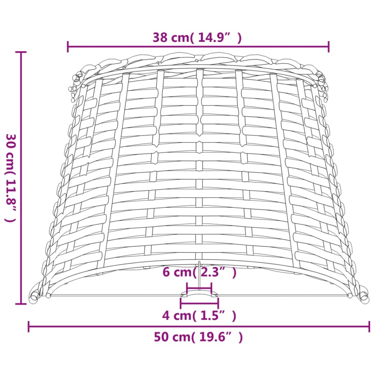 vidaXL Καπέλο Φωτιστικού Καφέ Ø50x30 εκ. από Wicker