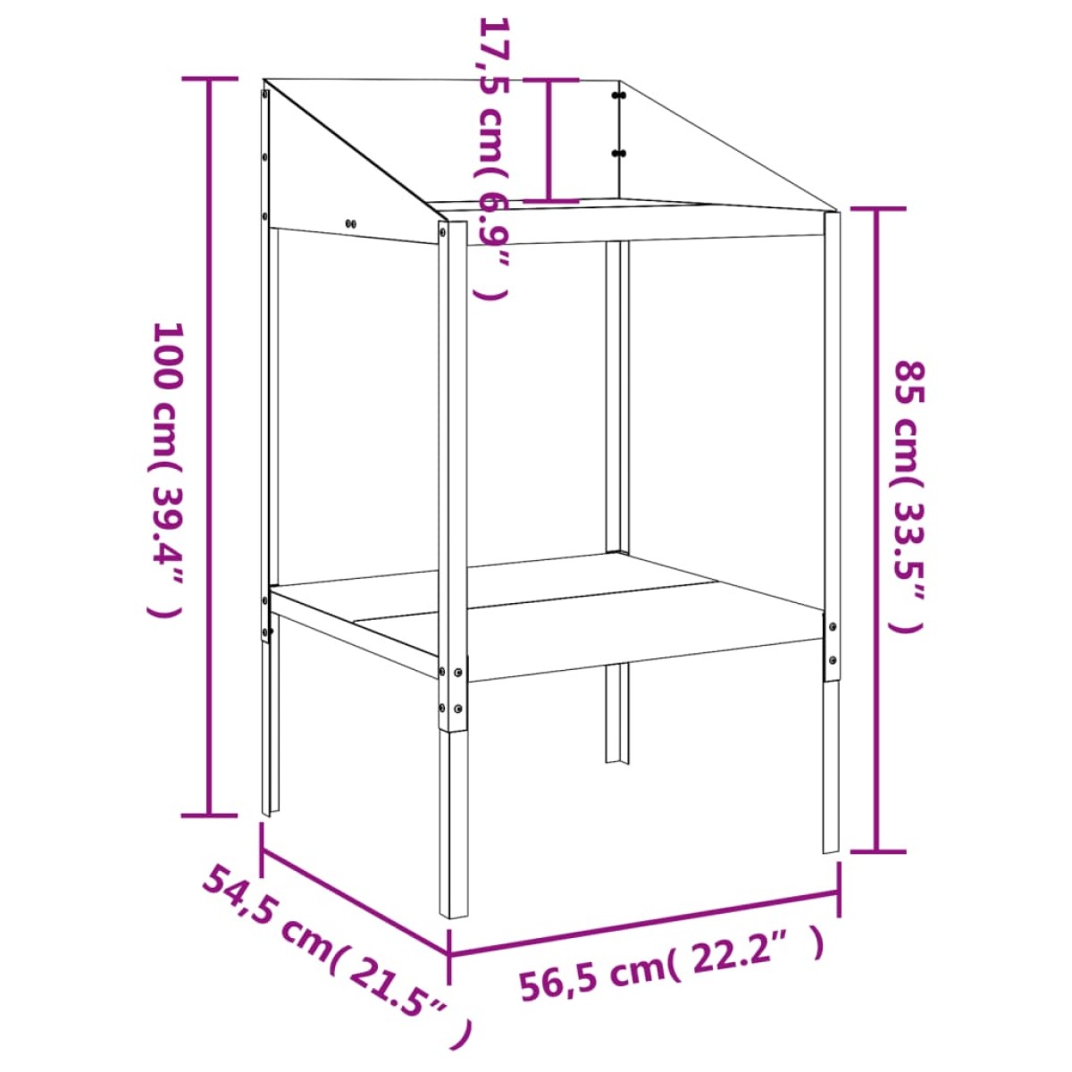 vidaXL Βάση Φυτών Ανθρακί 56,5 x 54,5 x 100 εκ. από Γαλβαν. Ατσάλι