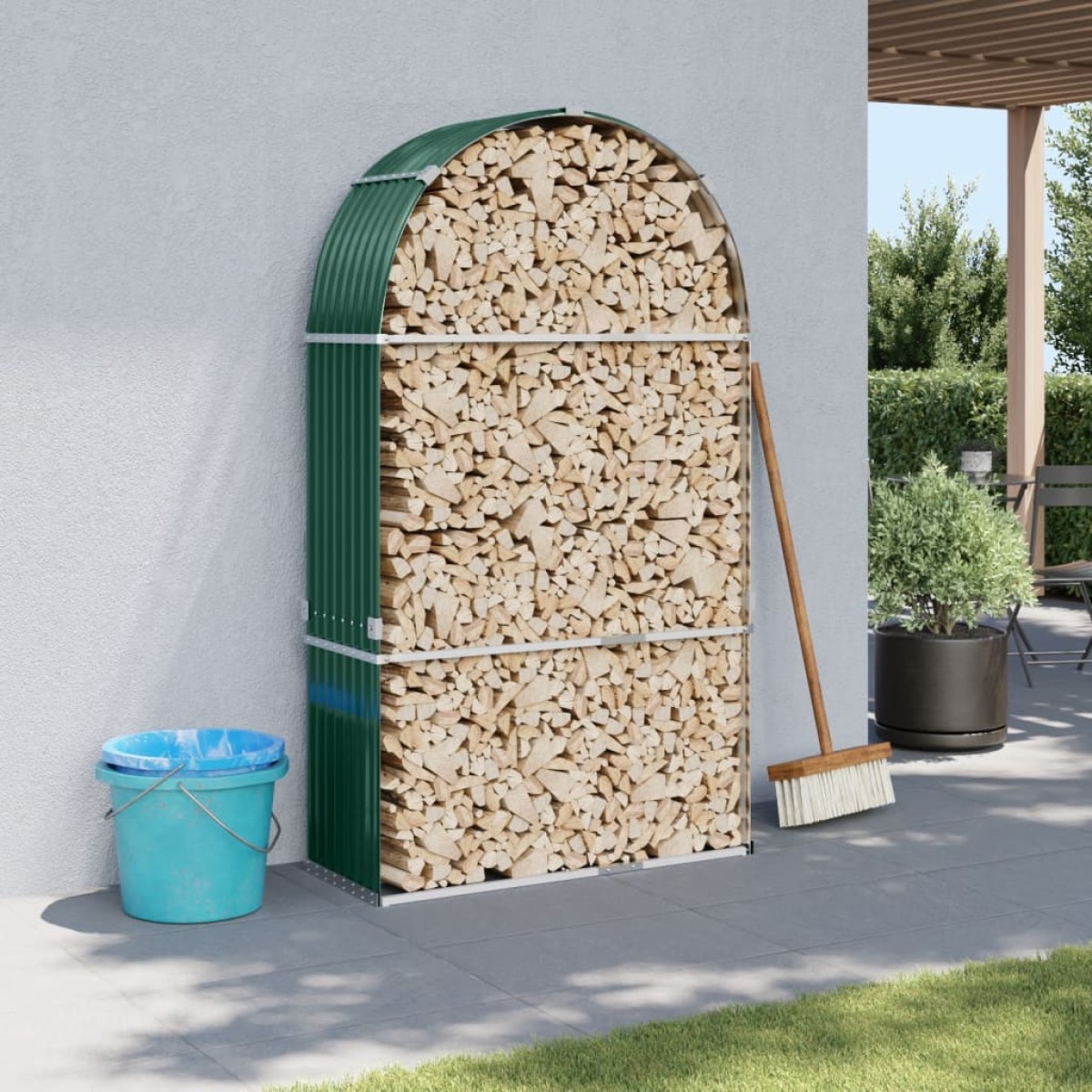 vidaXL Ξυλοθήκη Πράσινη 120 x 45 x 210 εκ. από Γαλβανισμένο Ατσάλι