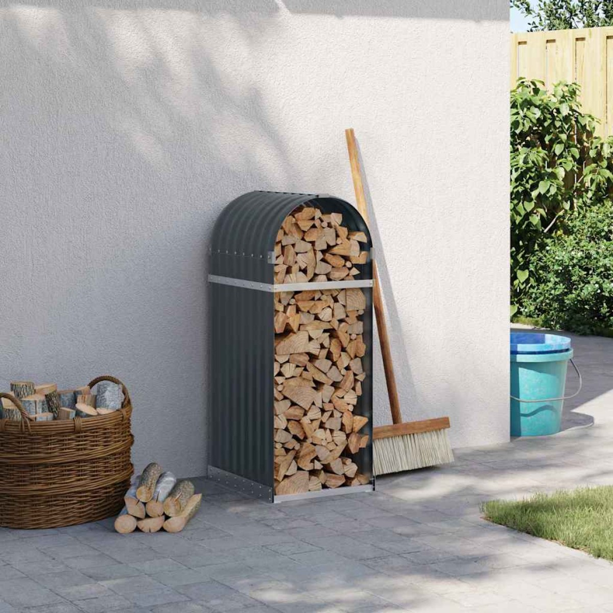 vidaXL Ξυλοθήκη Ανθρακί 40 x 45 x 100 εκ. από Γαλβανισμένο Ατσάλι
