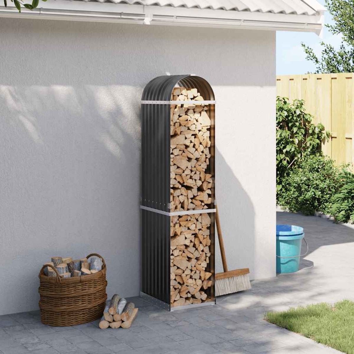 vidaXL Ξυλοθήκη Ανθρακί 40 x 45 x 170 εκ. από Γαλβανισμένο Ατσάλι