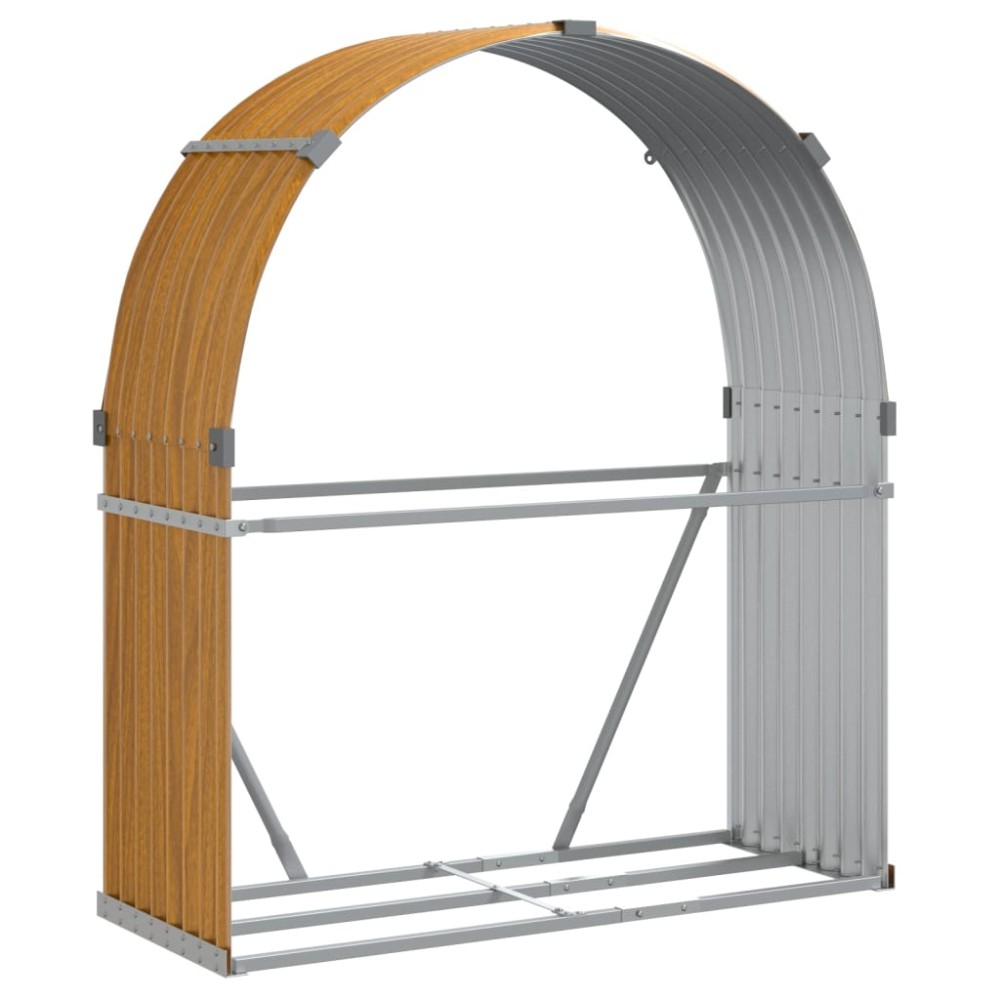 vidaXL Ξυλοθήκη Ξύλινη Όψη 120 x 45 x 140 εκ. από Γαλβανισμένο Ατσάλι