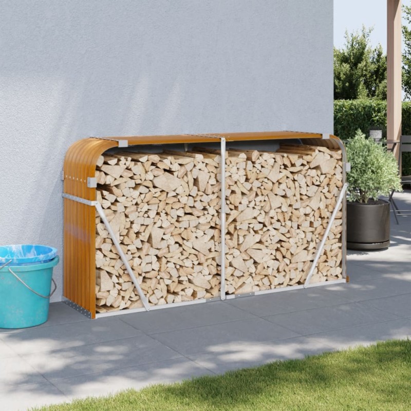 vidaXL Ξυλοθήκη Ξύλινη Όψη 180x45x100 εκ. από Γαλβανισμένο Ατσάλι