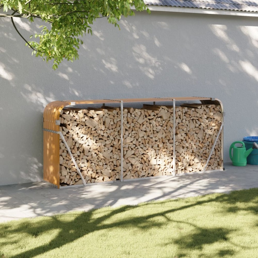 vidaXL Ξυλοθήκη Ξύλινη Όψη 234x45x100 εκ. από Γαλβανισμένο Ατσάλι